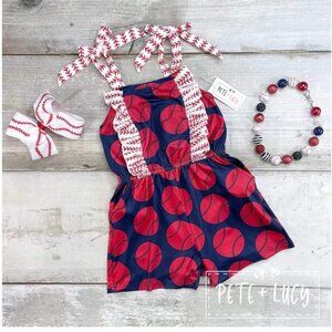 Pete + Lucy NEW Baseball romper 3t And 5t Nwt